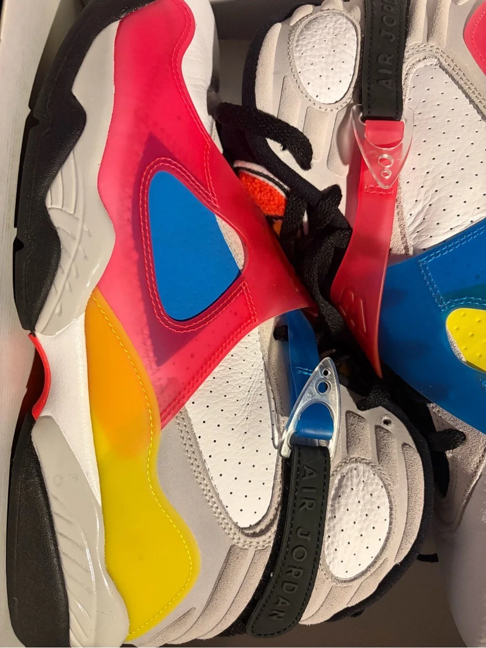 Jordan Men’s Multicolor Athletic Sneakers - White, Red, Blue, Yellow, Black